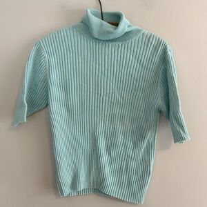 Northern reflection Women's medium blue Ribbed Turtleneck short sleeve shirt